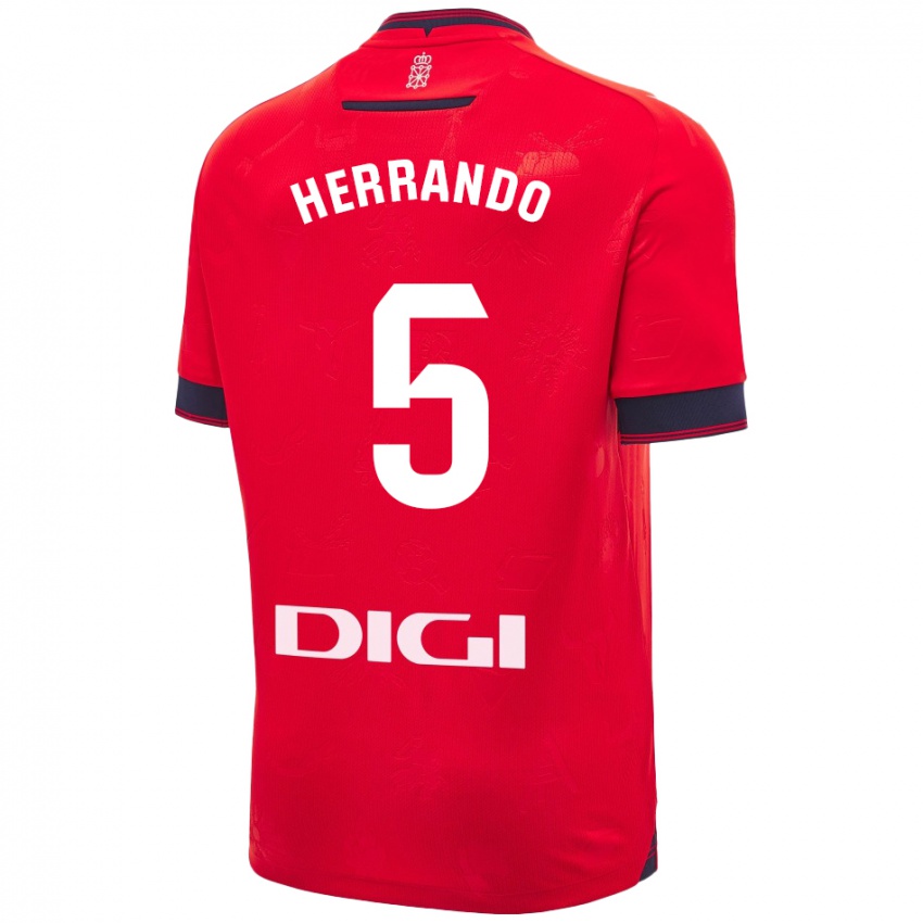 Niño Camiseta Jorge Herrando #5 Rojo Blanco 1ª Equipación 2024/25 La Camisa Chile