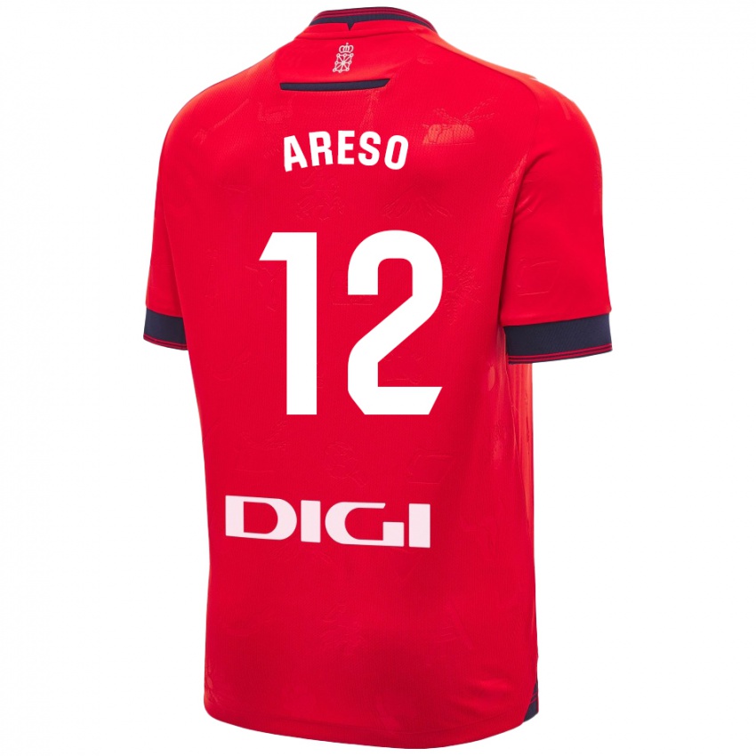 Niño Camiseta Jesús Areso #12 Rojo Blanco 1ª Equipación 2024/25 La Camisa Chile