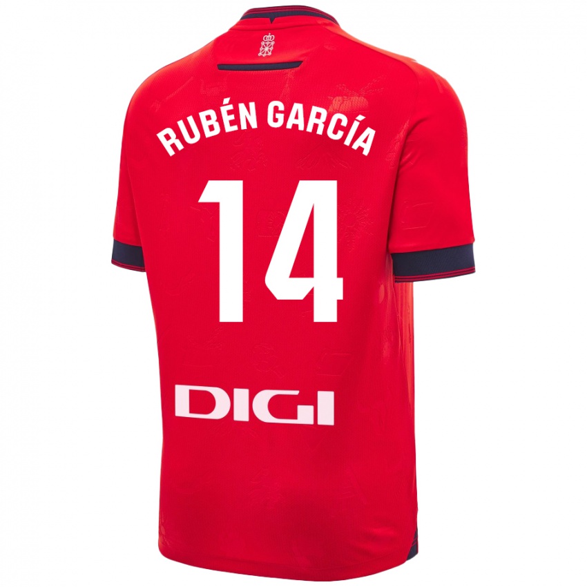 Niño Camiseta Rubén García #14 Rojo Blanco 1ª Equipación 2024/25 La Camisa Chile