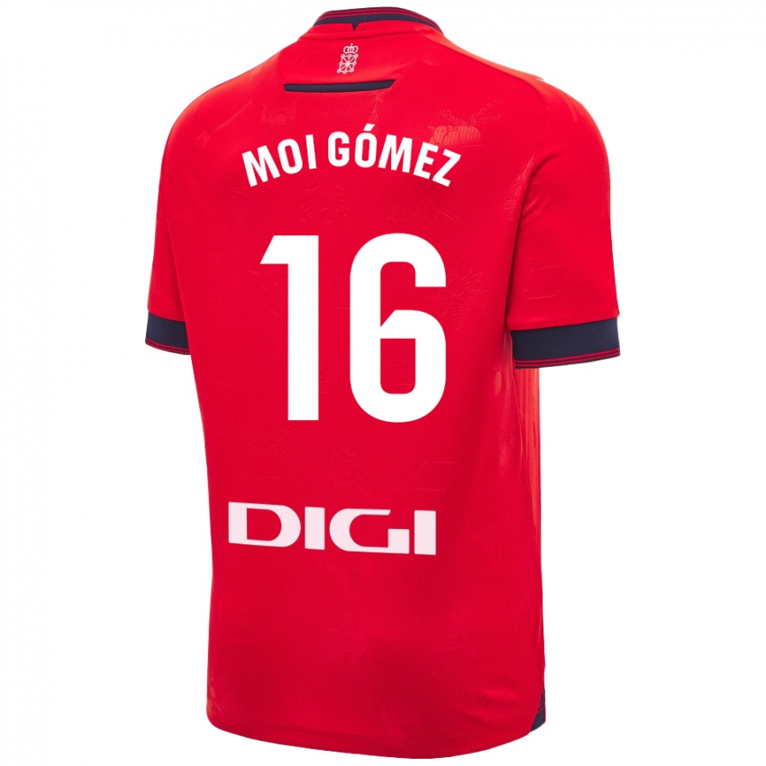 Niño Camiseta Moi Gómez #16 Rojo Blanco 1ª Equipación 2024/25 La Camisa Chile