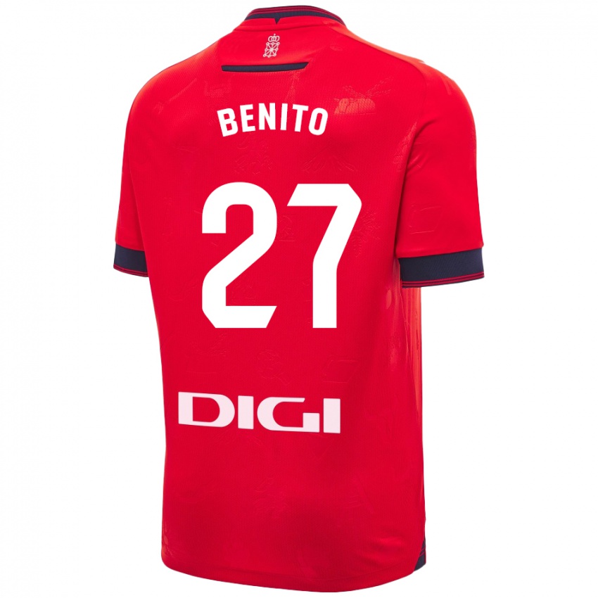 Niño Camiseta Iker Benito #27 Rojo Blanco 1ª Equipación 2024/25 La Camisa Chile