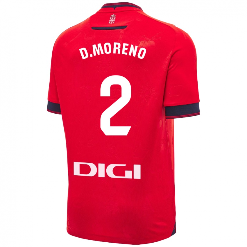 Niño Camiseta Diego Moreno #2 Rojo Blanco 1ª Equipación 2024/25 La Camisa Chile