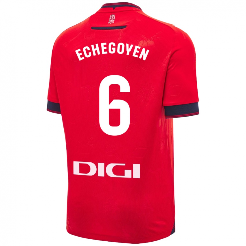 Niño Camiseta Mauro Echegoyen #6 Rojo Blanco 1ª Equipación 2024/25 La Camisa Chile