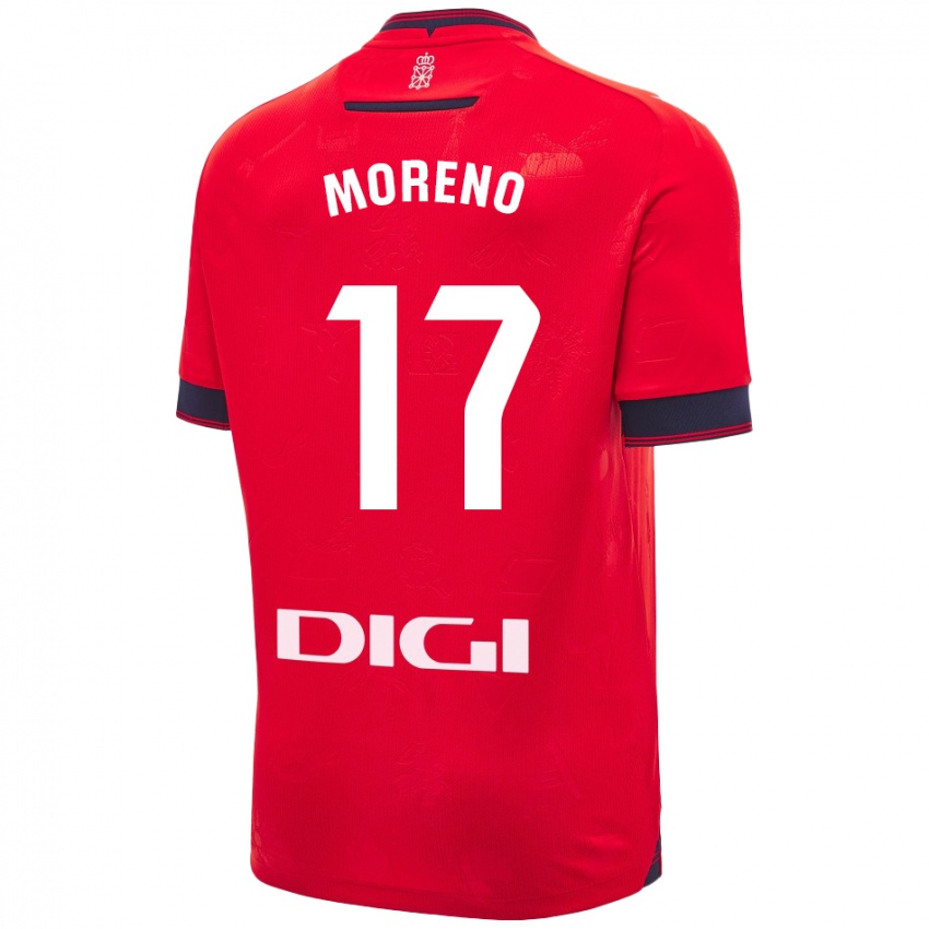 Niño Camiseta Pablo Moreno #17 Rojo Blanco 1ª Equipación 2024/25 La Camisa Chile