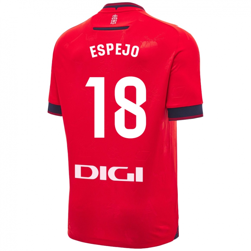 Niño Camiseta Diego Espejo #18 Rojo Blanco 1ª Equipación 2024/25 La Camisa Chile