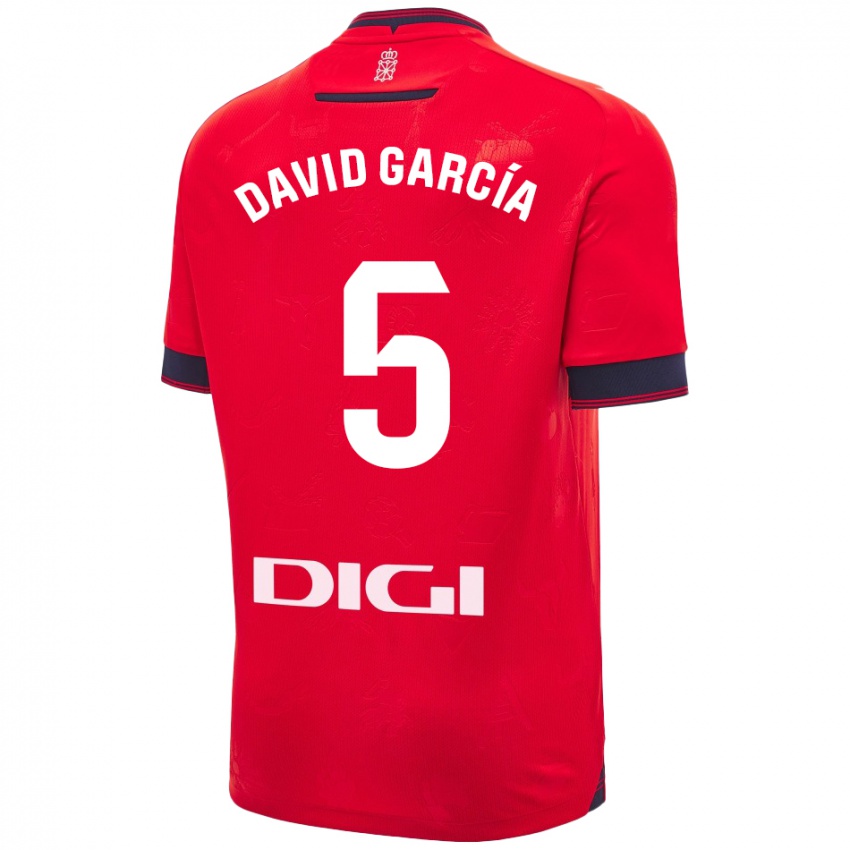 Niño Camiseta David García #5 Rojo Blanco 1ª Equipación 2024/25 La Camisa Chile