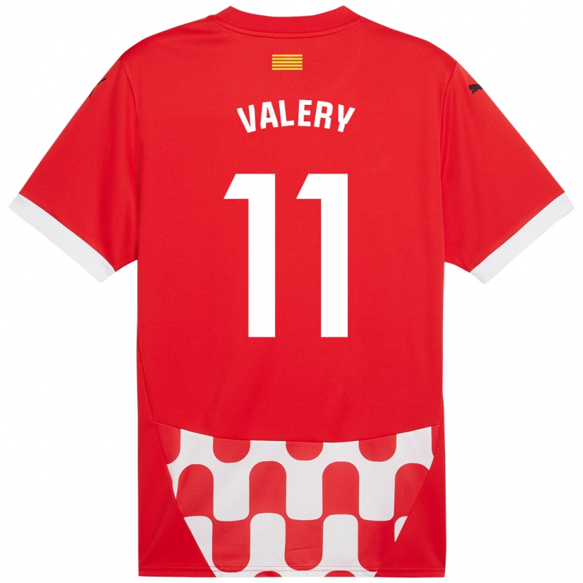 Niño Camiseta Valery Fernández #11 Rojo Blanco 1ª Equipación 2024/25 La Camisa Chile