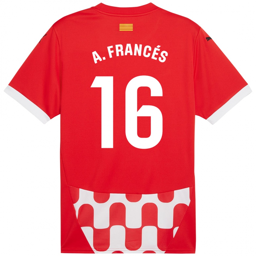 Niño Camiseta Alejandro Francés #16 Rojo Blanco 1ª Equipación 2024/25 La Camisa Chile