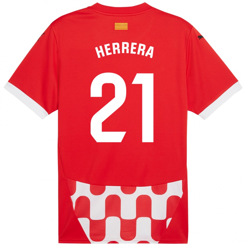 Niño Camiseta Yangel Herrera #21 Rojo Blanco 1ª Equipación 2024/25 La Camisa Chile