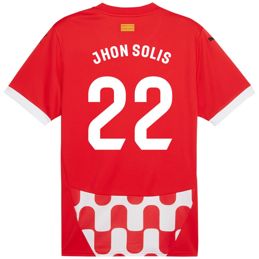 Niño Camiseta Jhon Solís #22 Rojo Blanco 1ª Equipación 2024/25 La Camisa Chile