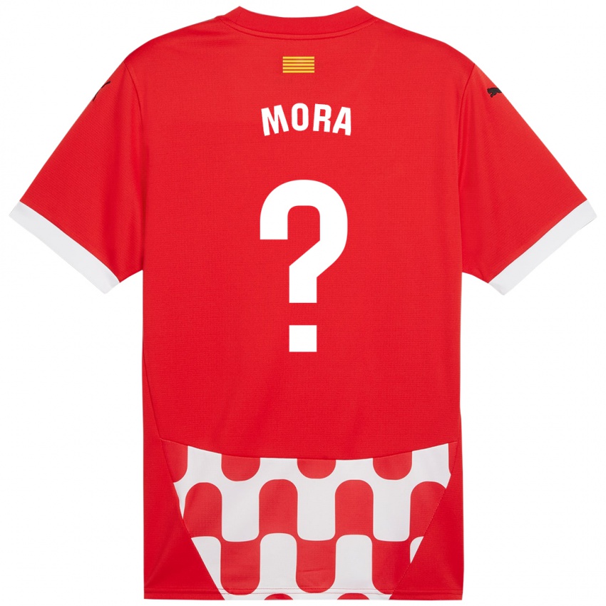 Niño Camiseta Adrià Mora #0 Rojo Blanco 1ª Equipación 2024/25 La Camisa Chile