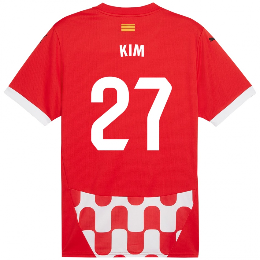 Niño Camiseta Min-Su Kim #27 Rojo Blanco 1ª Equipación 2024/25 La Camisa Chile