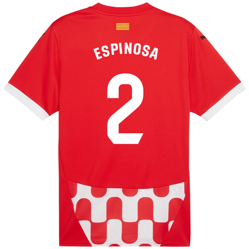 Niño Camiseta Bernardo Espinosa #2 Rojo Blanco 1ª Equipación 2024/25 La Camisa Chile