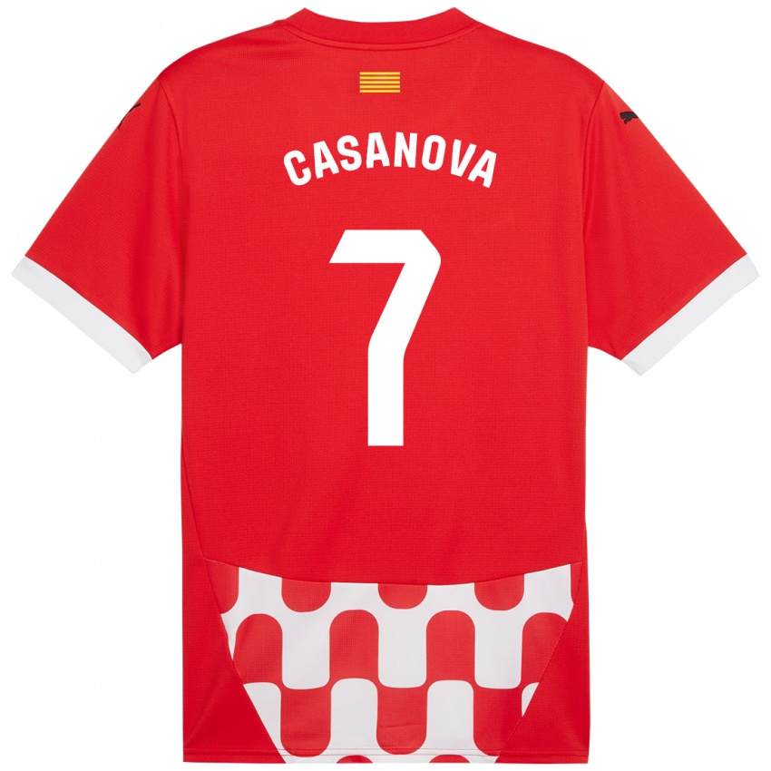 Niño Camiseta Àstrid Casanova #7 Rojo Blanco 1ª Equipación 2024/25 La Camisa Chile