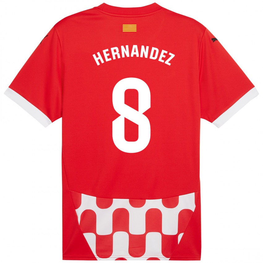 Niño Camiseta Sofia Hernández #8 Rojo Blanco 1ª Equipación 2024/25 La Camisa Chile