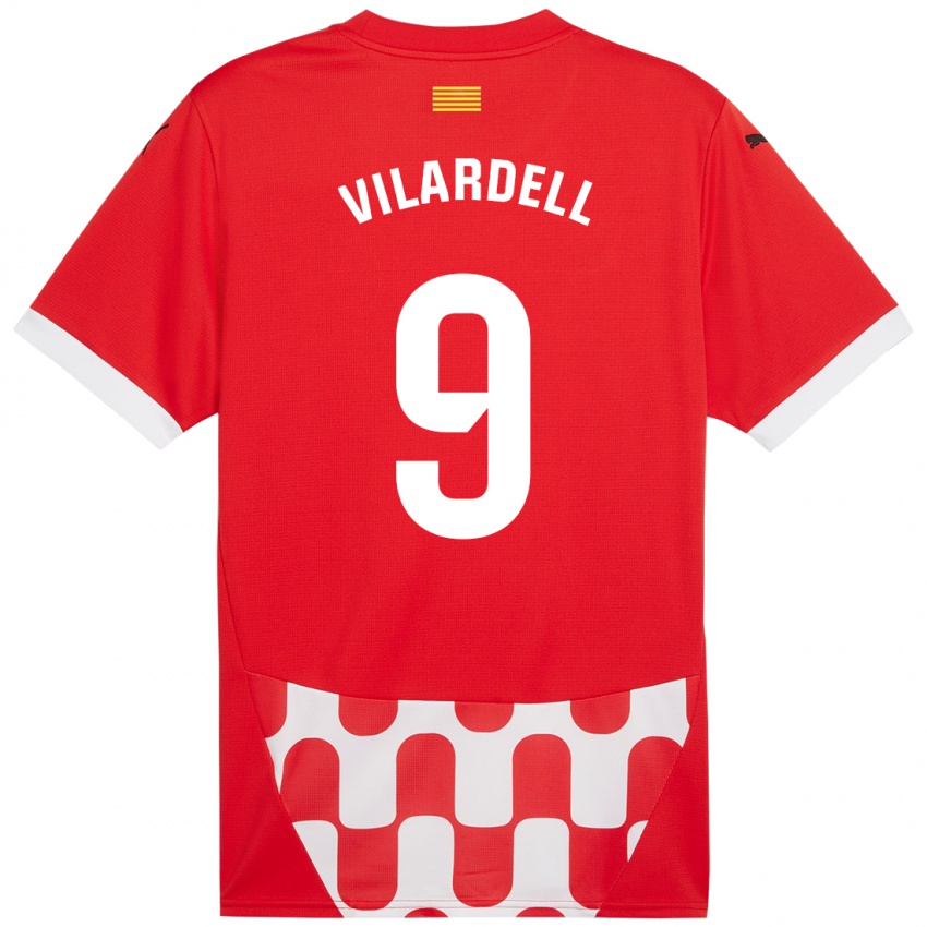 Niño Camiseta Júlia Vilardell #9 Rojo Blanco 1ª Equipación 2024/25 La Camisa Chile