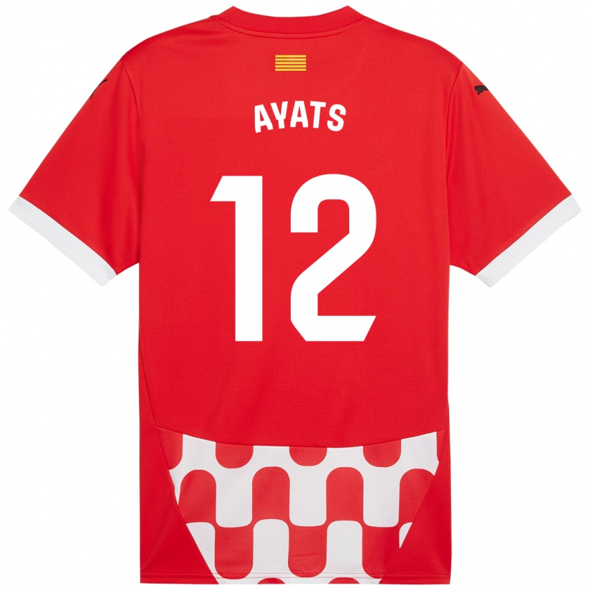 Niño Camiseta Mònica Ayats #12 Rojo Blanco 1ª Equipación 2024/25 La Camisa Chile