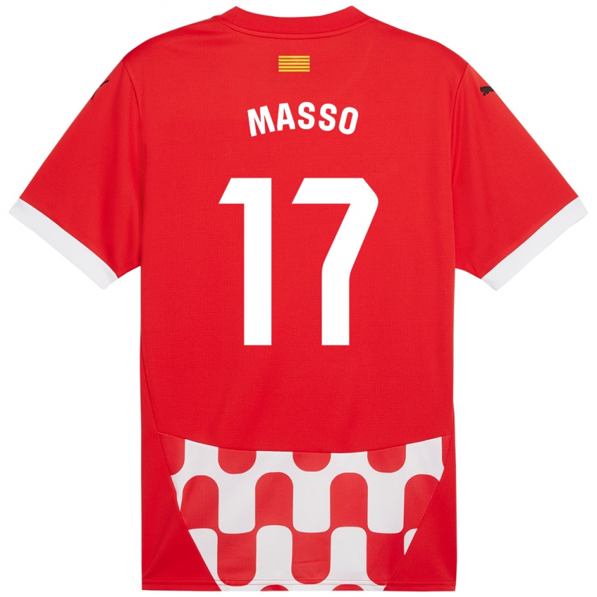 Niño Camiseta Ainoa Massó #17 Rojo Blanco 1ª Equipación 2024/25 La Camisa Chile