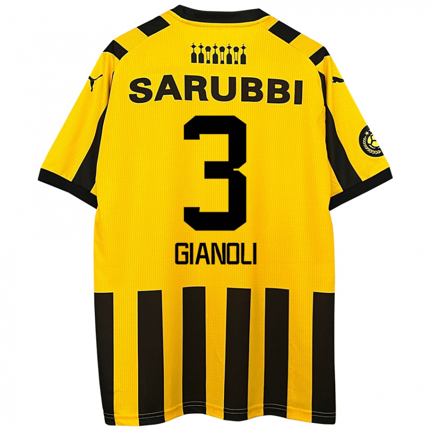 Niño Camiseta Martín Gianoli #3 Amarillo Negro 1ª Equipación 2024/25 La Camisa Chile