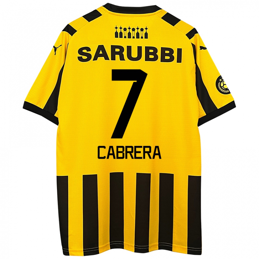 Niño Camiseta Javier Cabrera #7 Amarillo Negro 1ª Equipación 2024/25 La Camisa Chile