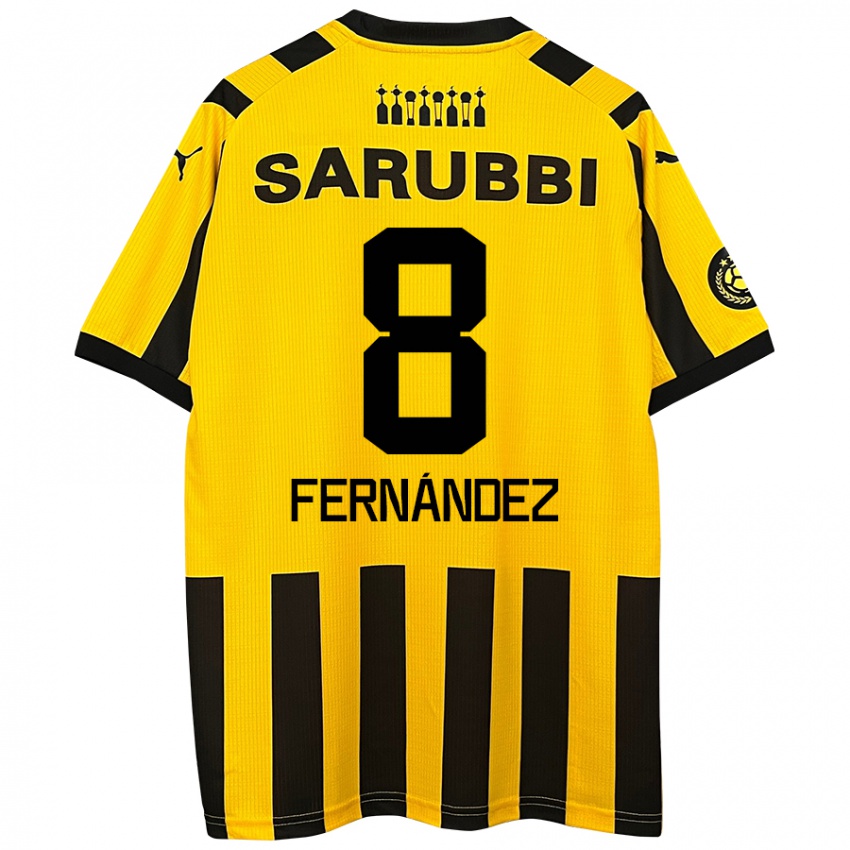 Niño Camiseta Leonardo Fernández #8 Amarillo Negro 1ª Equipación 2024/25 La Camisa Chile