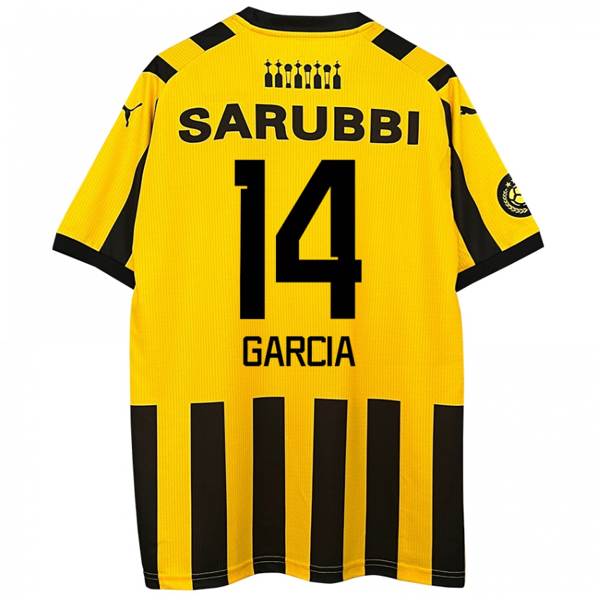 Niño Camiseta Damián García #14 Amarillo Negro 1ª Equipación 2024/25 La Camisa Chile