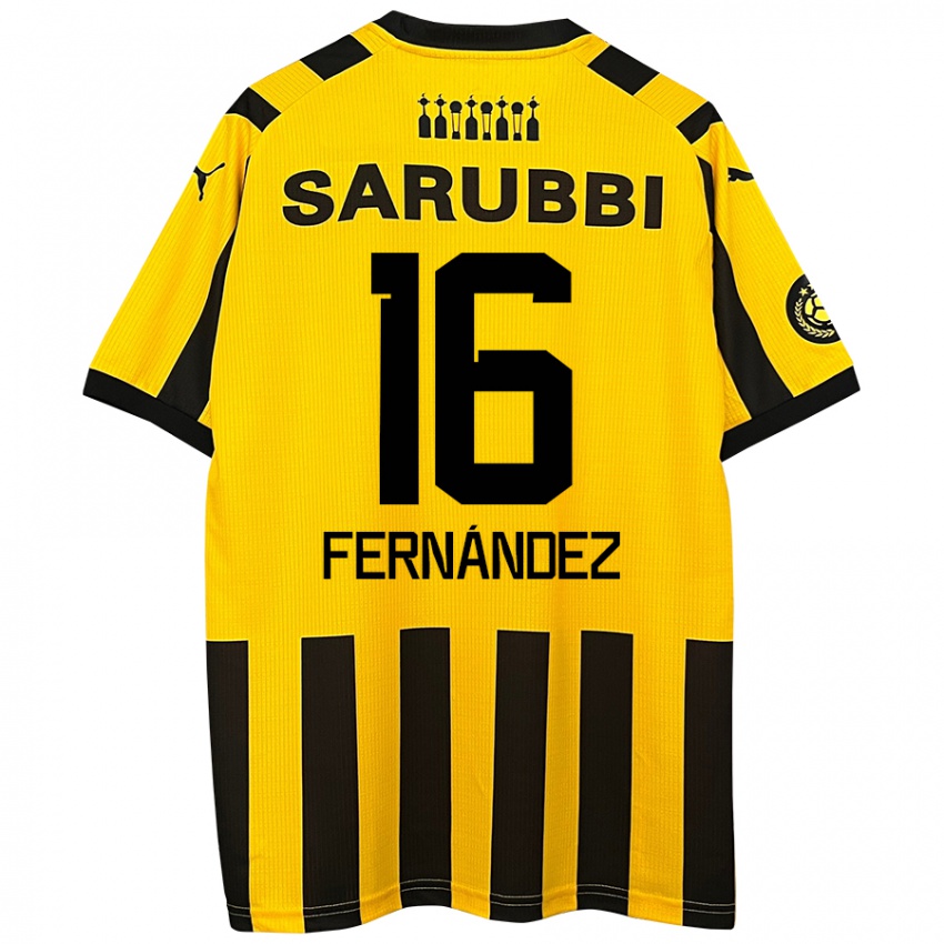 Niño Camiseta Adrián Fernández #16 Amarillo Negro 1ª Equipación 2024/25 La Camisa Chile