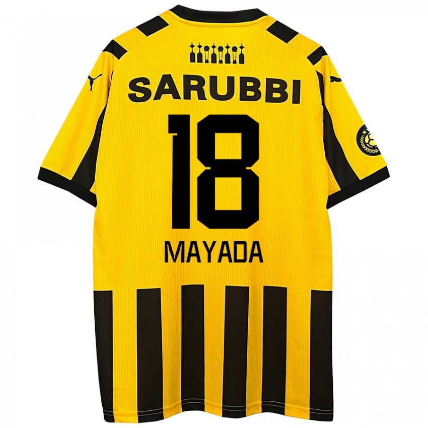 Niño Camiseta Camilo Mayada #18 Amarillo Negro 1ª Equipación 2024/25 La Camisa Chile