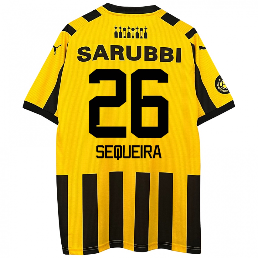 Niño Camiseta Leonardo Sequeira #26 Amarillo Negro 1ª Equipación 2024/25 La Camisa Chile