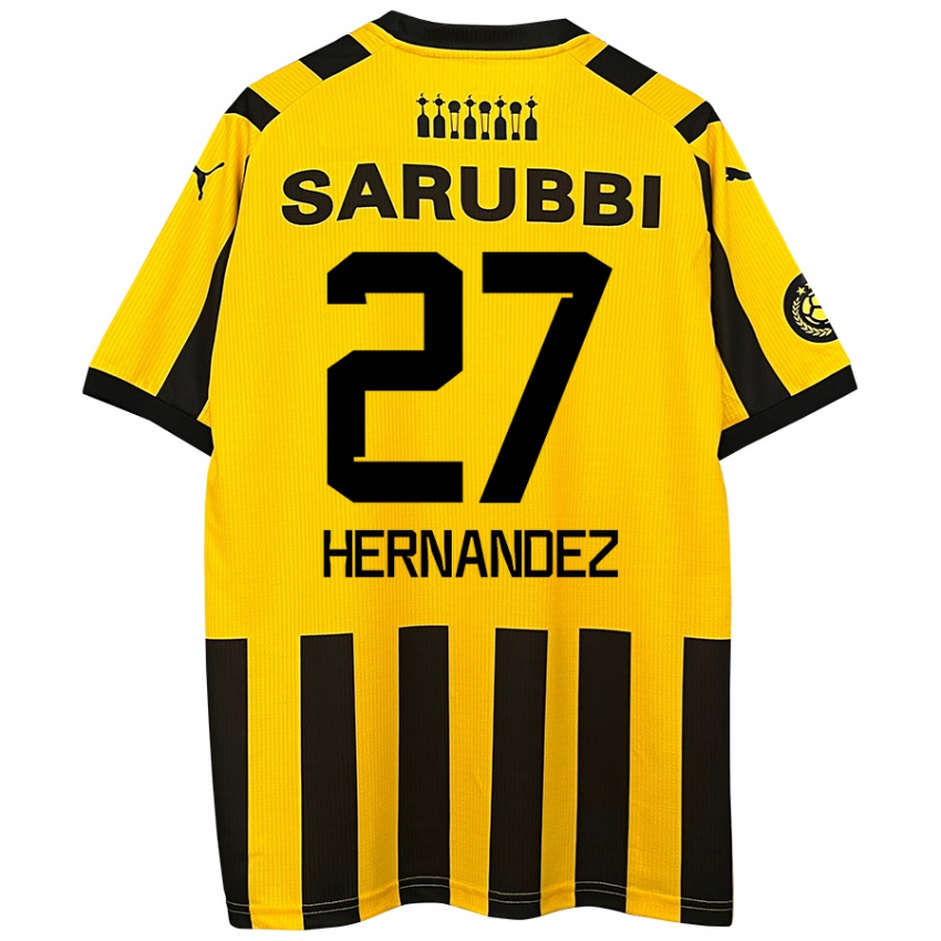 Niño Camiseta Lucas Hernández #27 Amarillo Negro 1ª Equipación 2024/25 La Camisa Chile