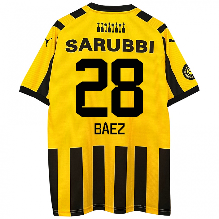 Niño Camiseta Jaime Báez #28 Amarillo Negro 1ª Equipación 2024/25 La Camisa Chile