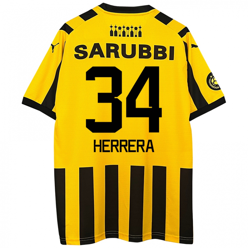 Niño Camiseta Nahuel Herrera #34 Amarillo Negro 1ª Equipación 2024/25 La Camisa Chile