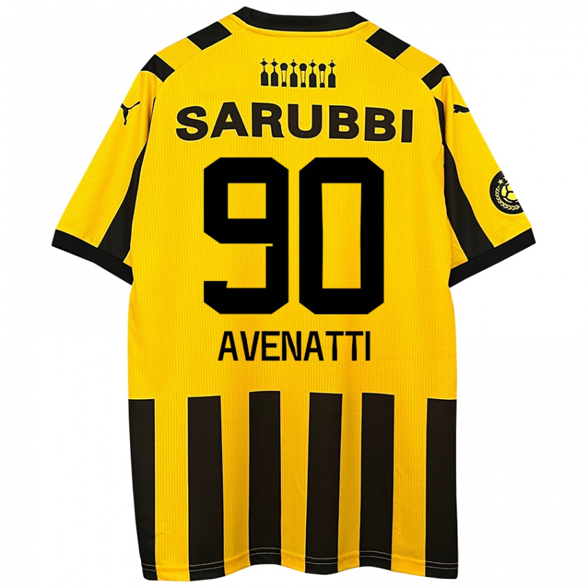 Niño Camiseta Felipe Avenatti #90 Amarillo Negro 1ª Equipación 2024/25 La Camisa Chile