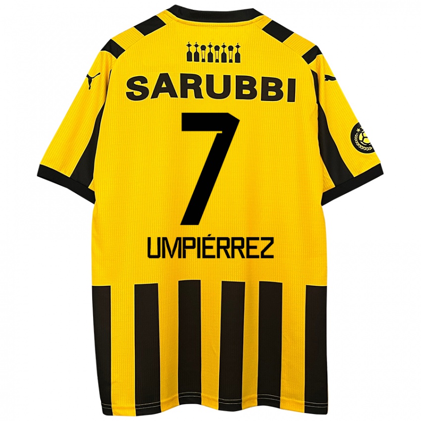 Niño Camiseta Leandro Umpiérrez #7 Amarillo Negro 1ª Equipación 2024/25 La Camisa Chile