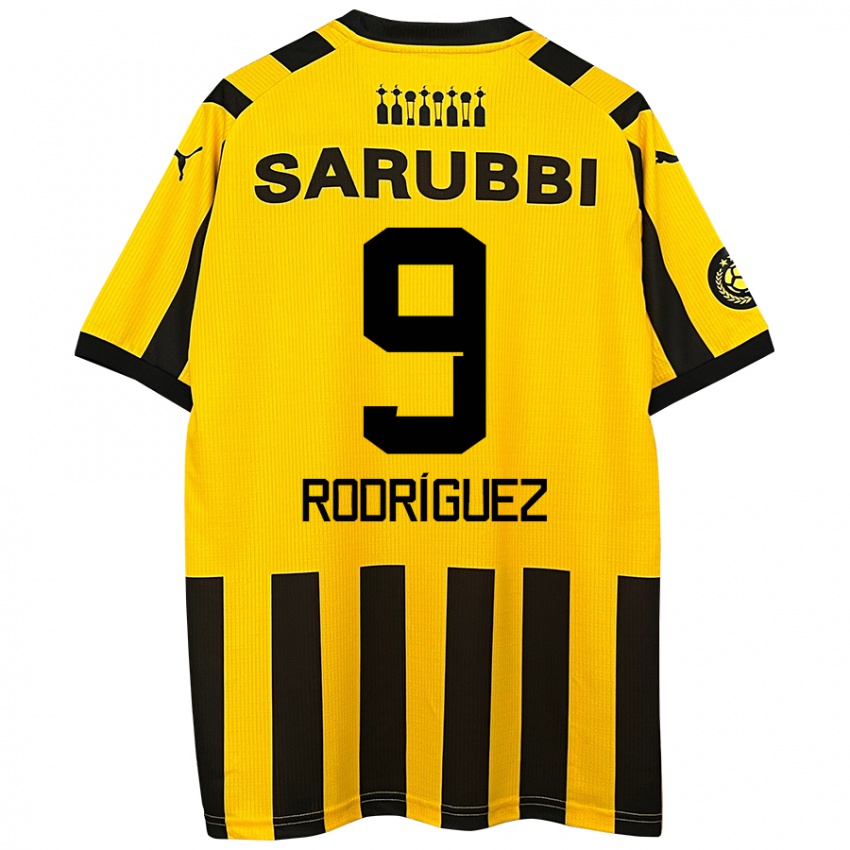 Niño Camiseta Agustín Rodríguez #9 Amarillo Negro 1ª Equipación 2024/25 La Camisa Chile