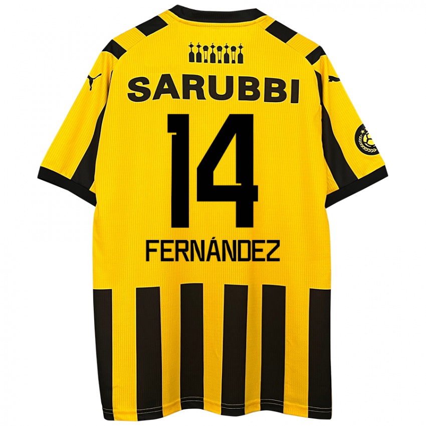 Niño Camiseta Faustino Fernández #14 Amarillo Negro 1ª Equipación 2024/25 La Camisa Chile