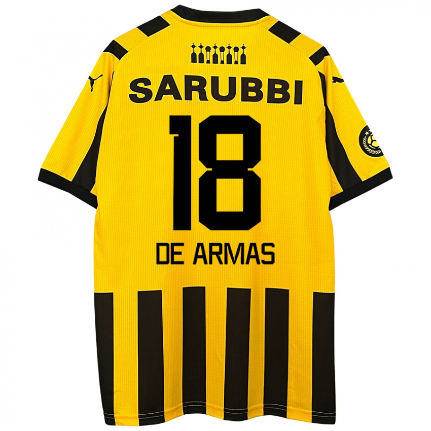 Niño Camiseta Nahuel De Armas #18 Amarillo Negro 1ª Equipación 2024/25 La Camisa Chile