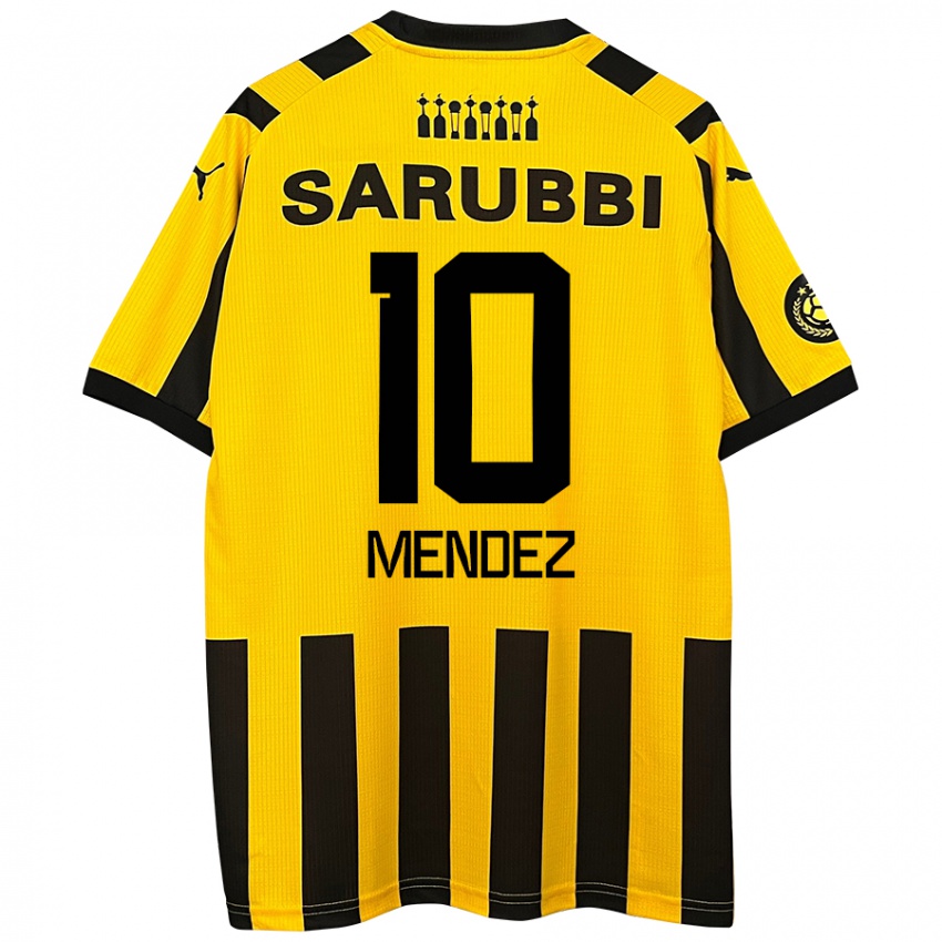 Niño Camiseta Kevin Méndez #10 Amarillo Negro 1ª Equipación 2024/25 La Camisa Chile