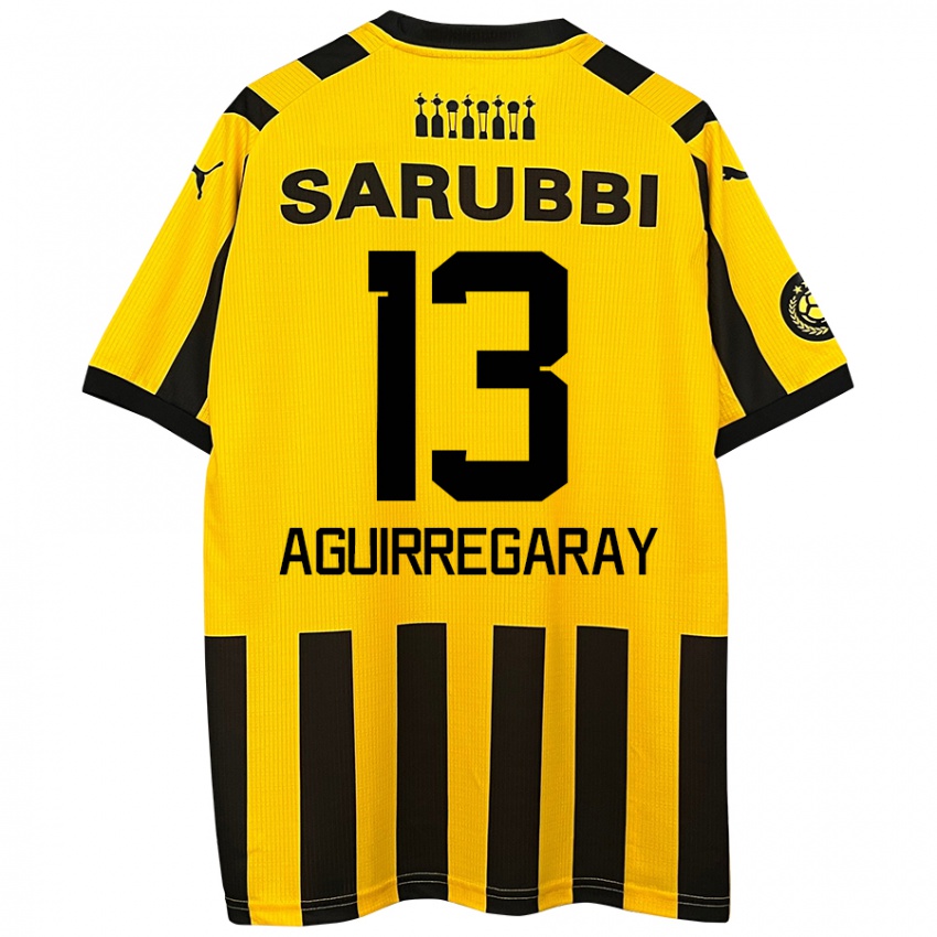 Niño Camiseta Matías Aguirregaray #13 Amarillo Negro 1ª Equipación 2024/25 La Camisa Chile