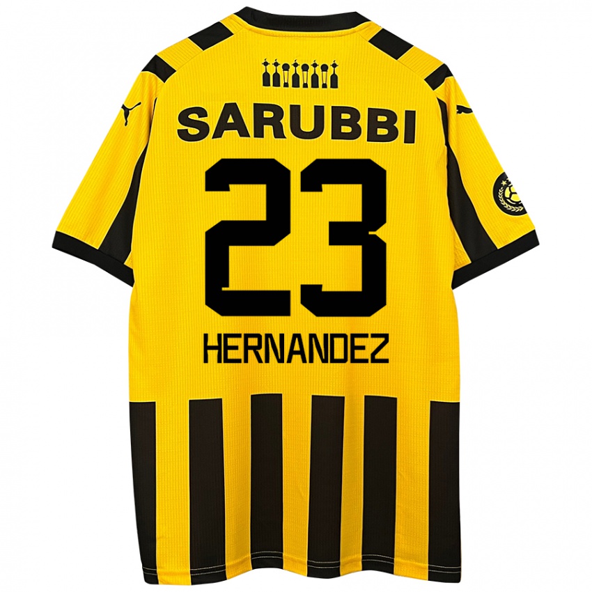 Niño Camiseta Abel Hernández #23 Amarillo Negro 1ª Equipación 2024/25 La Camisa Chile