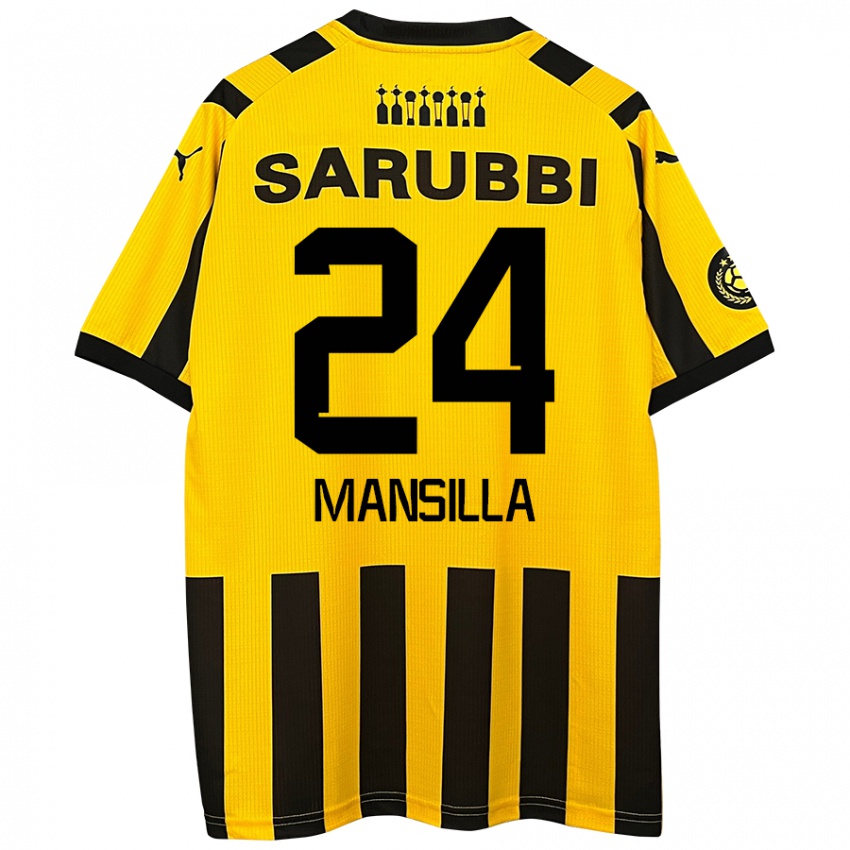 Niño Camiseta Brian Mansilla #24 Amarillo Negro 1ª Equipación 2024/25 La Camisa Chile