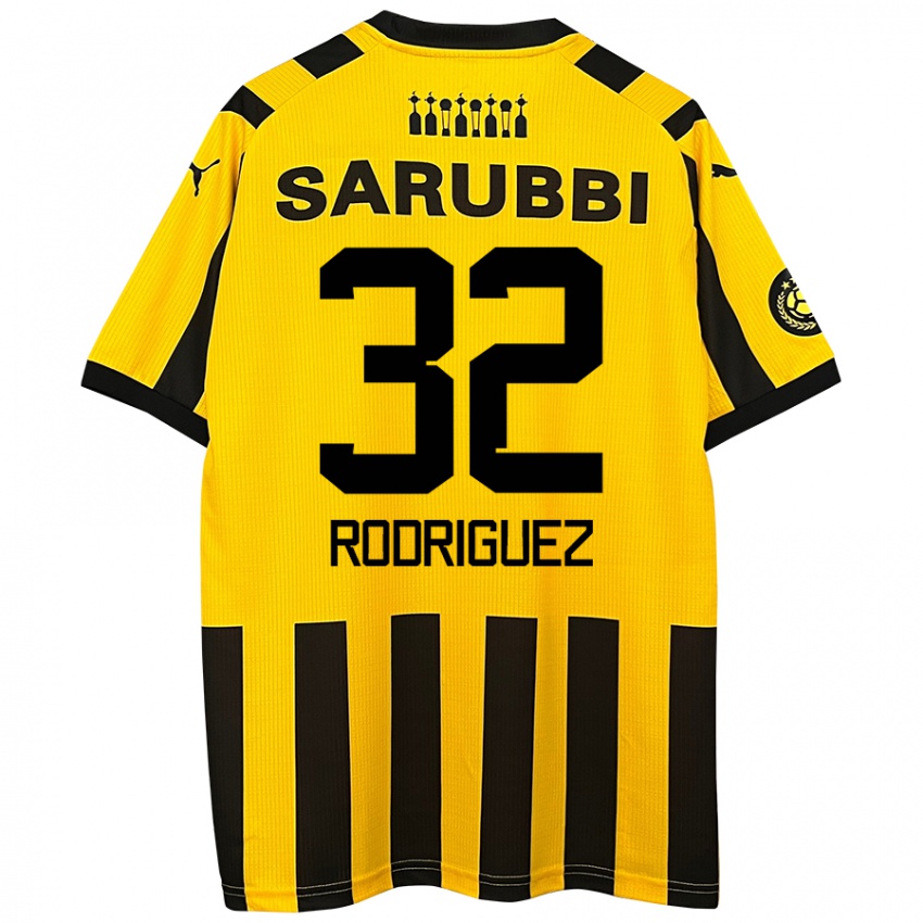 Niño Camiseta Randall Rodríguez #32 Amarillo Negro 1ª Equipación 2024/25 La Camisa Chile