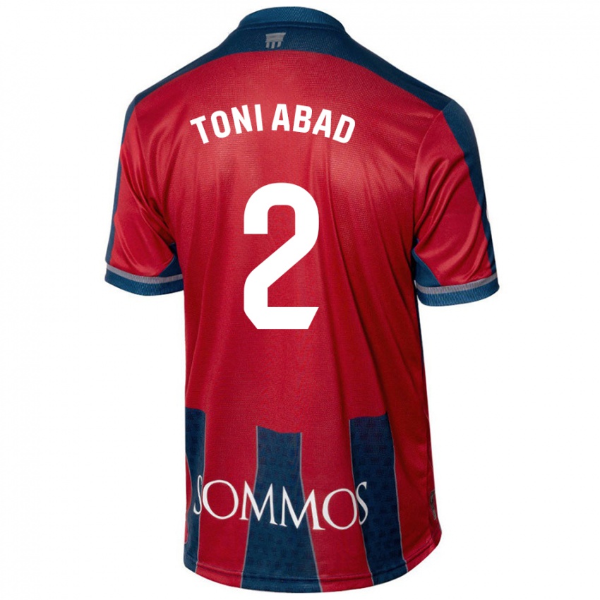 Niño Camiseta Toni Abad #2 Rojo Azul 1ª Equipación 2024/25 La Camisa Chile