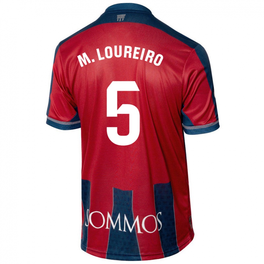 Niño Camiseta Miguel Loureiro #5 Rojo Azul 1ª Equipación 2024/25 La Camisa Chile