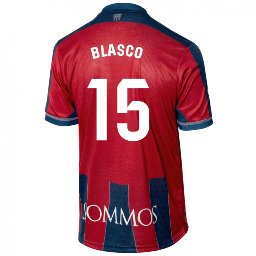 Niño Camiseta Jérémy Blasco #15 Rojo Azul 1ª Equipación 2024/25 La Camisa Chile