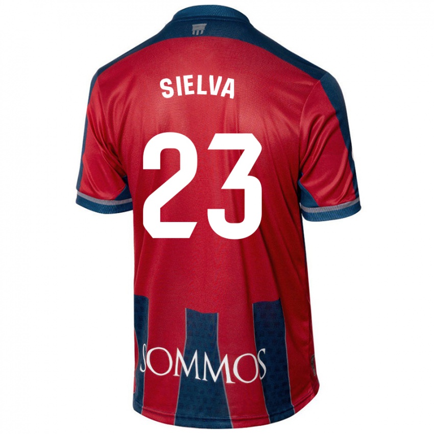 Niño Camiseta Óscar Sielva #23 Rojo Azul 1ª Equipación 2024/25 La Camisa Chile