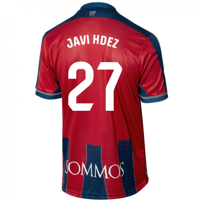 Niño Camiseta Javi Hernández #27 Rojo Azul 1ª Equipación 2024/25 La Camisa Chile