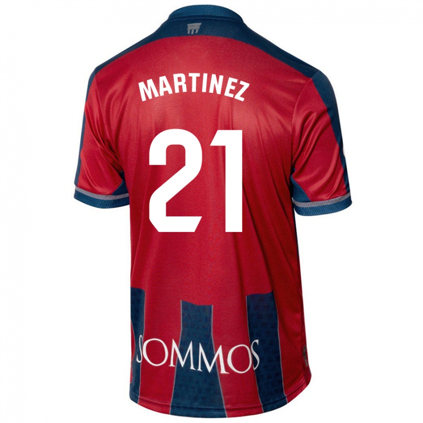 Niño Camiseta Alejandra Martínez #21 Rojo Azul 1ª Equipación 2024/25 La Camisa Chile