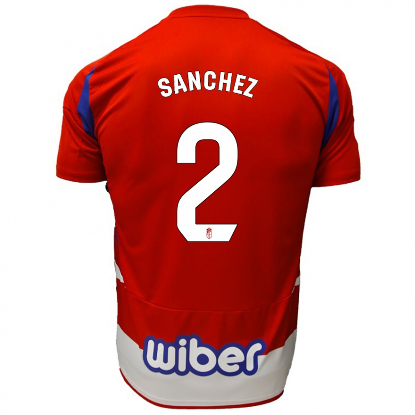 Niño Camiseta Rubén Sánchez #2 Rojo Blanco Azul 1ª Equipación 2024/25 La Camisa Chile