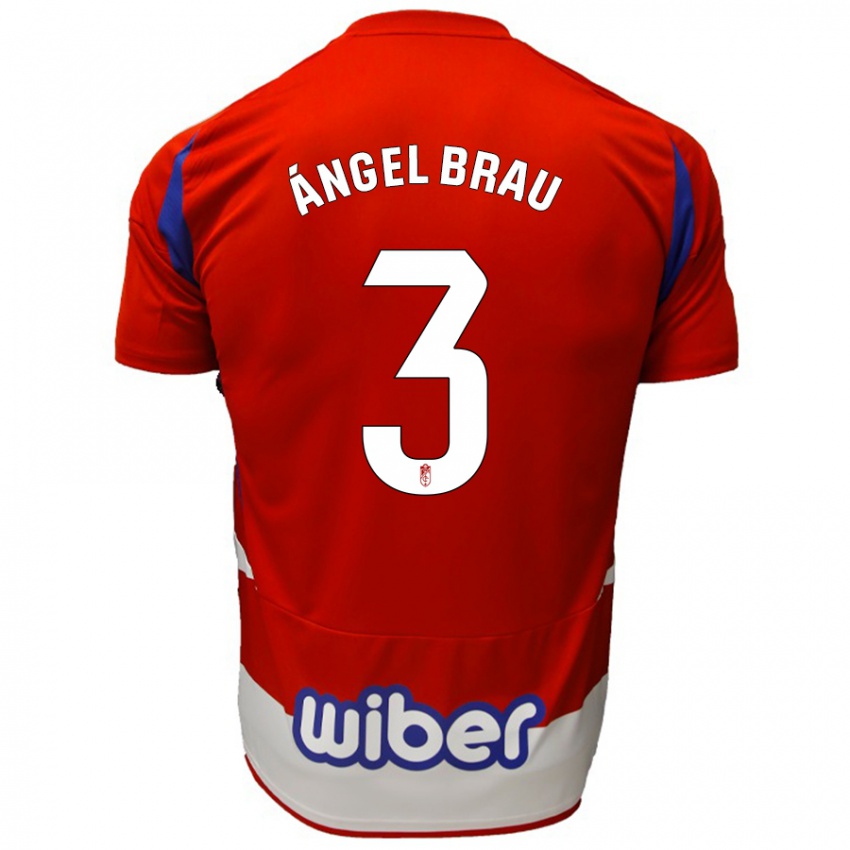 Niño Camiseta Miguel Ángel Brau #3 Rojo Blanco Azul 1ª Equipación 2024/25 La Camisa Chile